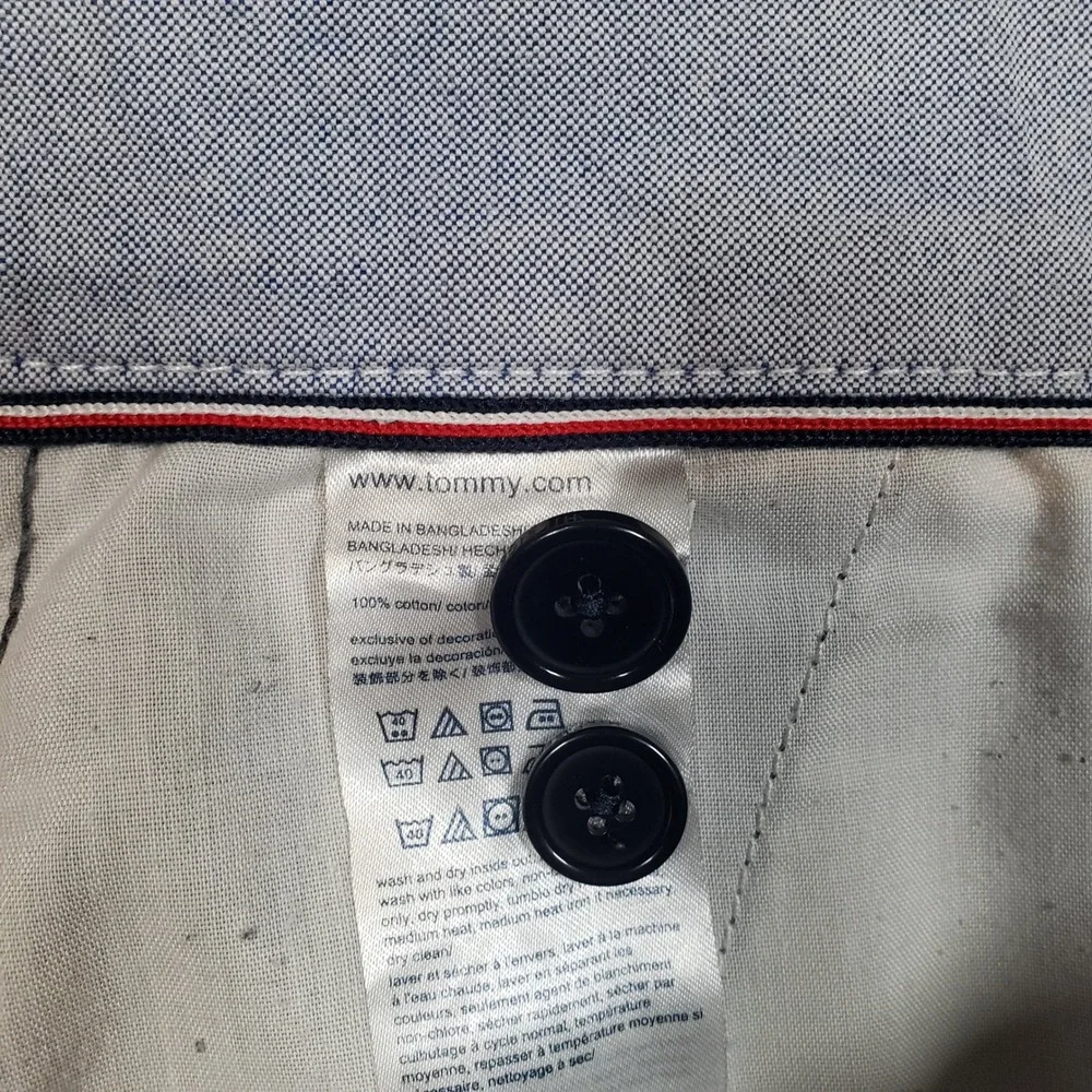 Tommy Hilfiger Chino Shorts Mens 36 Blue Chambray Cotton‎ Flat Front Casual